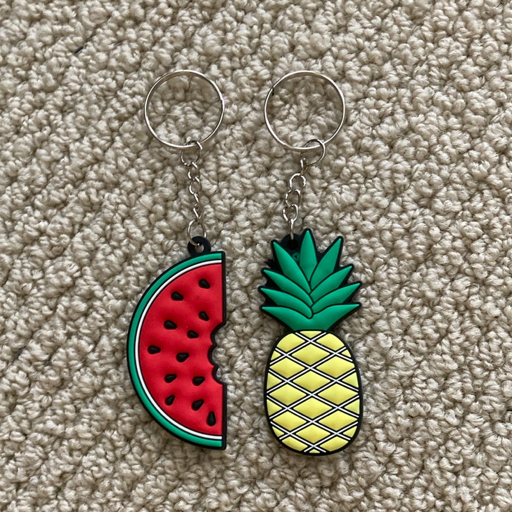 NEW Fruit-Themed Keychain Set - Watermelon and Pineapple Unbranded NWOB
